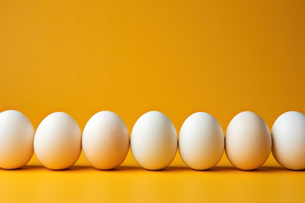 White eggs on a yellow background Generate Ai