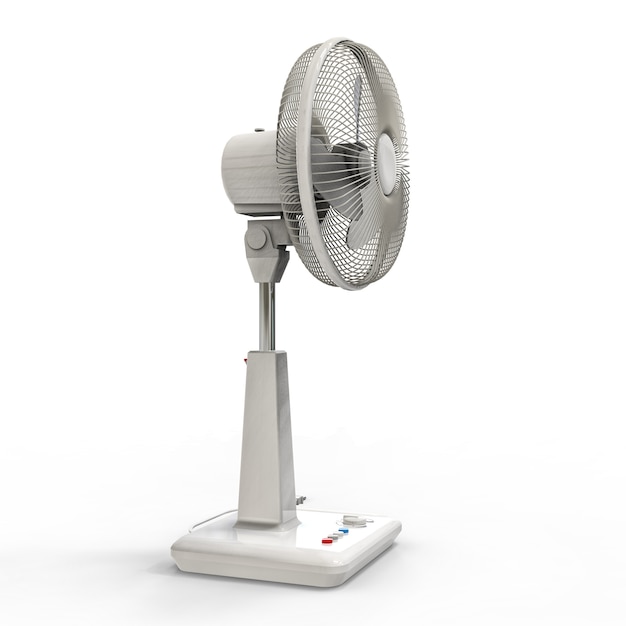 White electric fan. Three-dimensional model on a white background