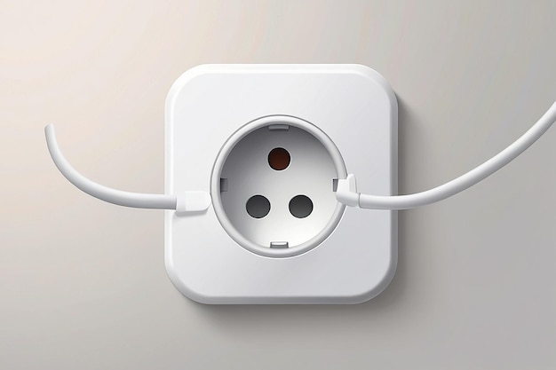 Photo white electric plug mockup plastic power socket equipment realistic vector illustration