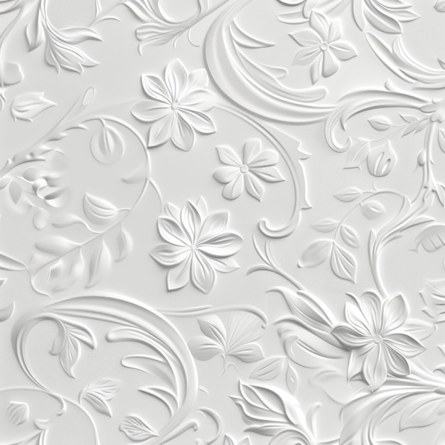 White Embossed Floral Pattern