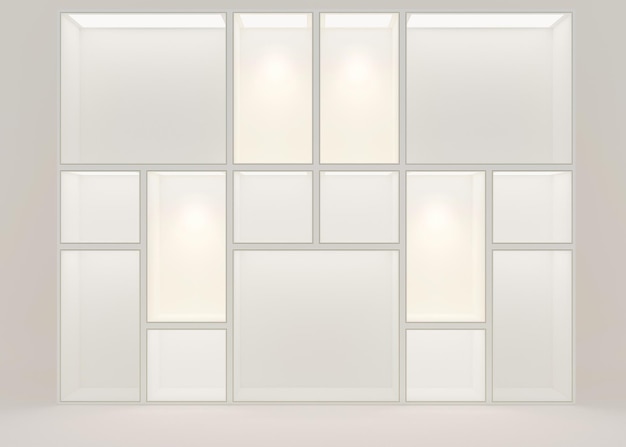 White empty architecture interior space  background wall display products Empty hole 3d render