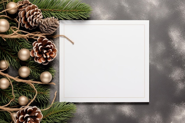 White empty blank mockup with christmas decorations Minimal Christmas interior decoration