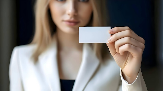 White empty business card held in the hand