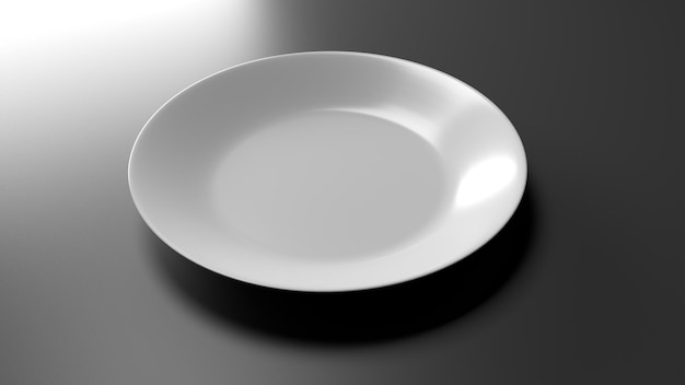 White empty plate 3d rendered