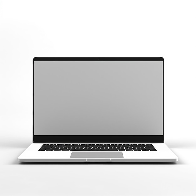 A white empty screen laptop profile view