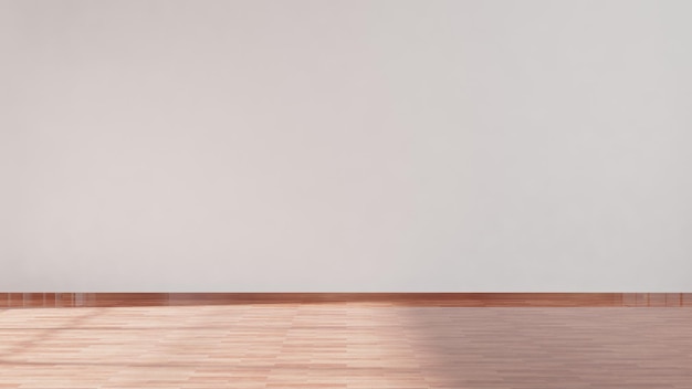 White empty wall with parquet floor room interior