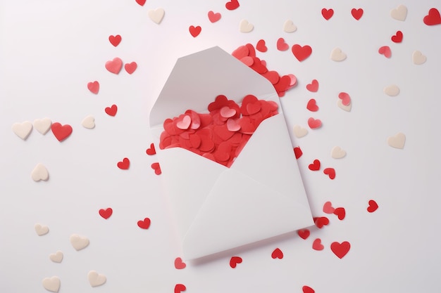 White envelope with hearts Illustration AI GenerativexA