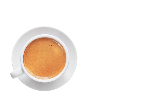 White espresso coffee cup isolated on white space, copy space