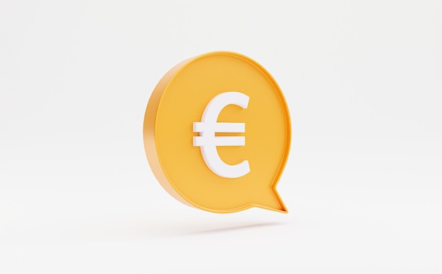 White euro sign inside yellow message box for currency exchange and money transfer concept  Euro  is the main money of European Union region by 3d render