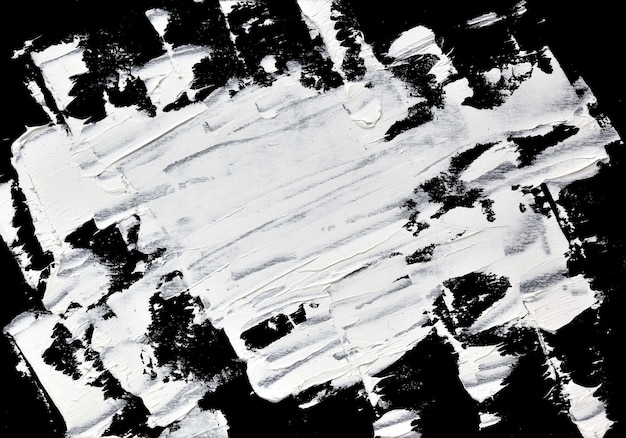 White expressive brush strokes of oil paint on black background