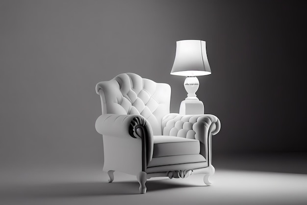 White fabric armchair on white background Generative Ai