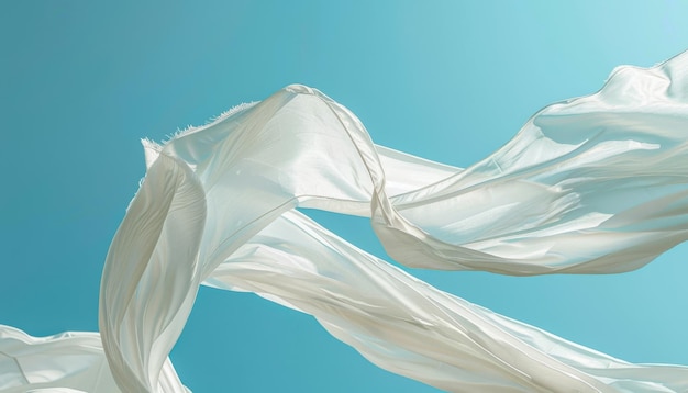 Photo white fabric billowing in the wind under a clear blue sky during midday