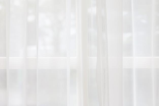 White fabric texture background. Crumpled of curtains material.