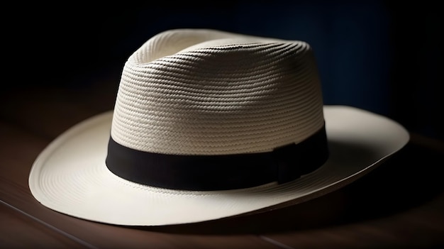 White fashionable stylish fedora hat studio shot on dark background