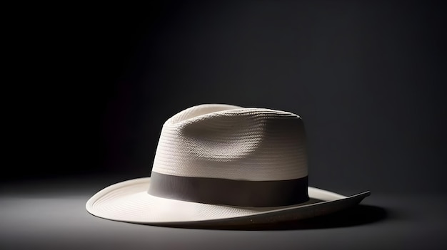 White fashionable stylish fedora hat studio shot on dark background