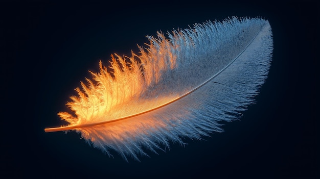 White Feather on a Dark Background A CloseUp Photography