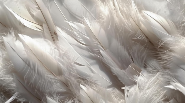 White feathers background as beautiful abstract wallpaper header Generative ai