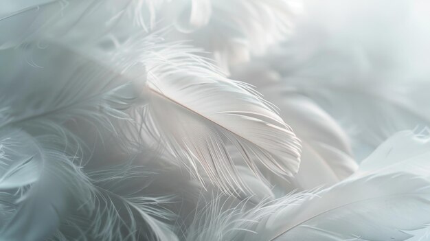 White Feathers in Neat Arrangement on Gray Background