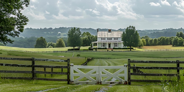 Photo a white fence with a white fence that says  the house