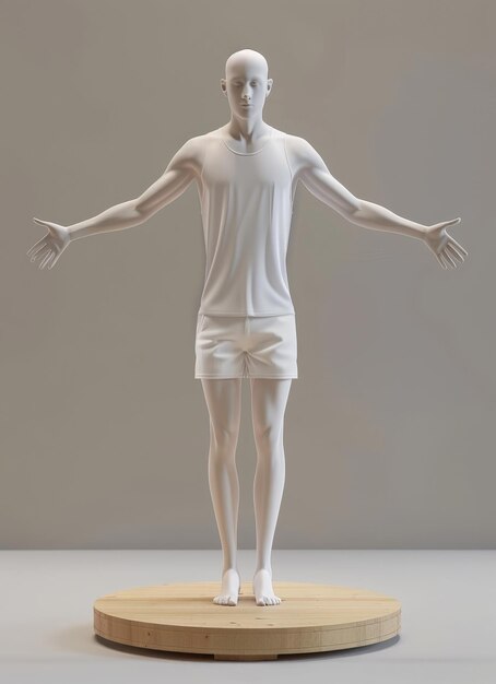 Photo a white figure mockup in a studio setting