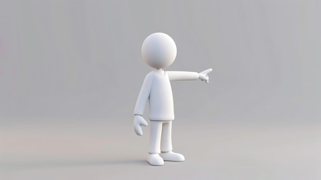 a white figure with a finger pointing to the right