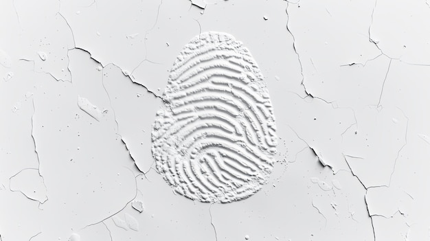 Photo white fingerprint on cracked white background identification security biometric scan concept crime investigation evidence unique pattern criminal justice forensic science