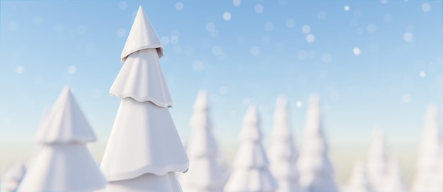 White fir trees growing under blue sky on winter day