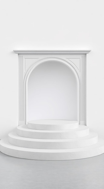 Photo a white fireplace with a white mantle and steps