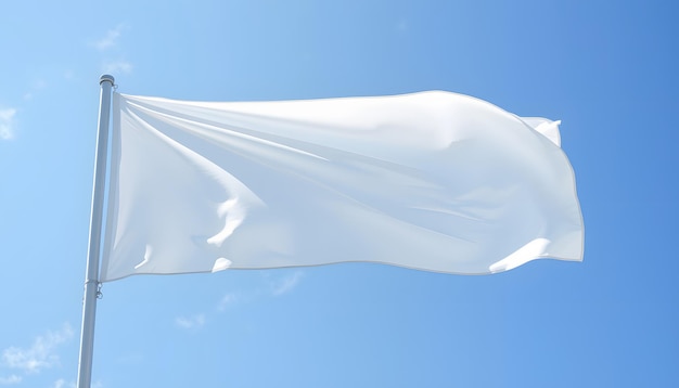 White flag against the blue sky isolated with white highlights