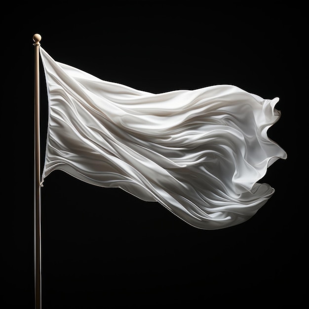 White flag waving on black background