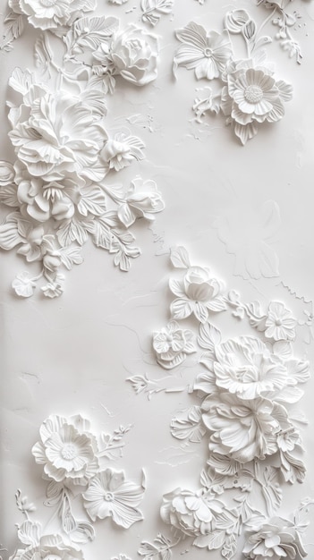 White Floral BasRelief Wall Decor