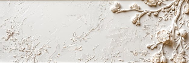 Photo white floral relief on a textured background a closeup of a white textured background featuring a delicate floral relief