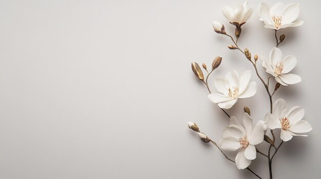 Photo white flower bouquet on minimalist background