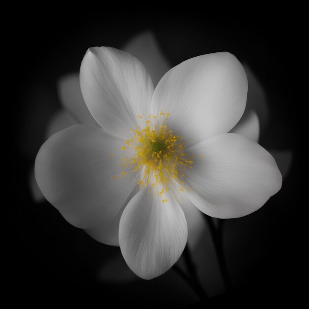 White flower on dark background spring illustration