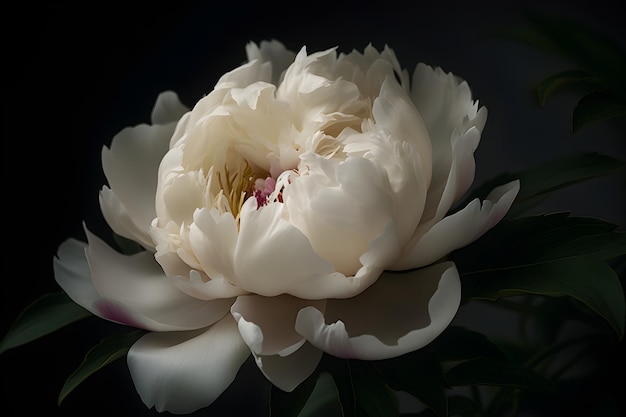 White flower peony flowering generative ai