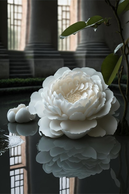 White flower sitting on top of a table generative ai