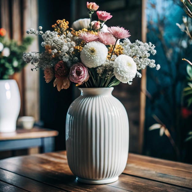 White flower vase mockup