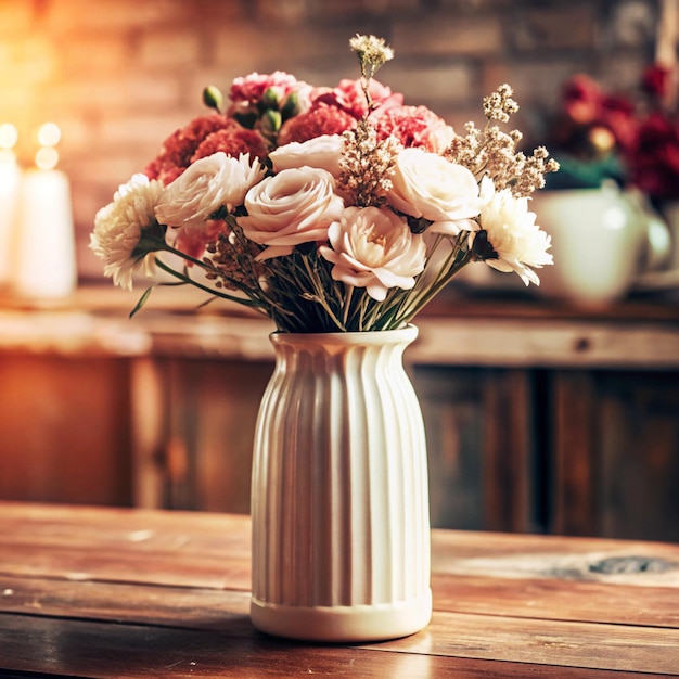 White flower vase mockup