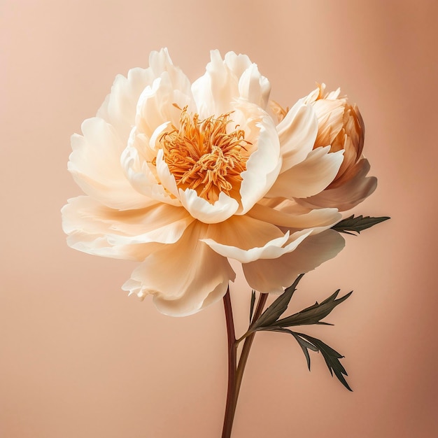 A white flower with a brown background and a brown background.