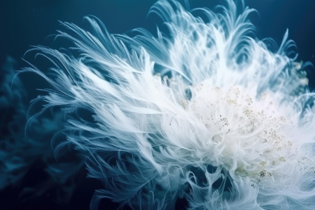 White flower with delicate petals on a vibrant blue background