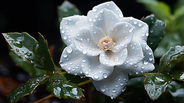 white flower with dew drops HD wallpaper photographic image