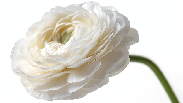 a white flower with a green stem and a white flower in the middle