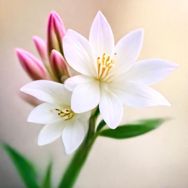 a white flower with pink petals and the word  spring  on it