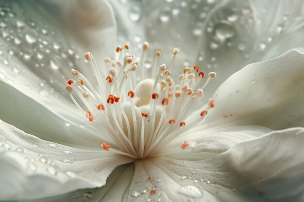 A white flower with water droplets on it