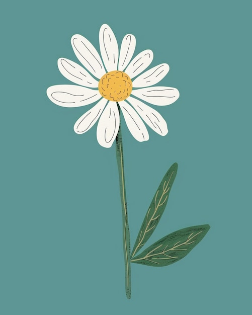 Photo white flower with yellow center drawing clipart picture