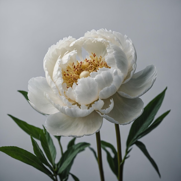 a white flower with yellow on the top and the top of the top