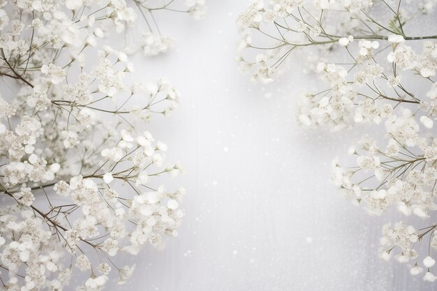 Photo white flowers bed with babys breath