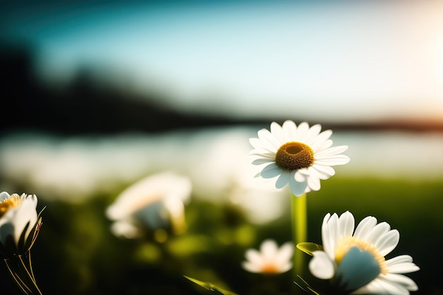 White flowers on a blurred background