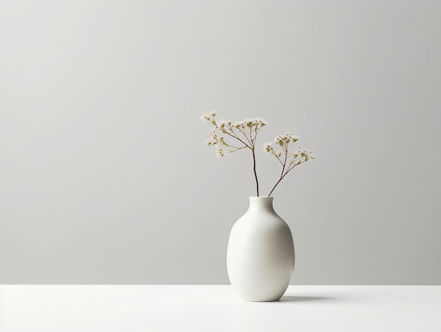 White flowers bouquet in a vase on a white background AI Generated