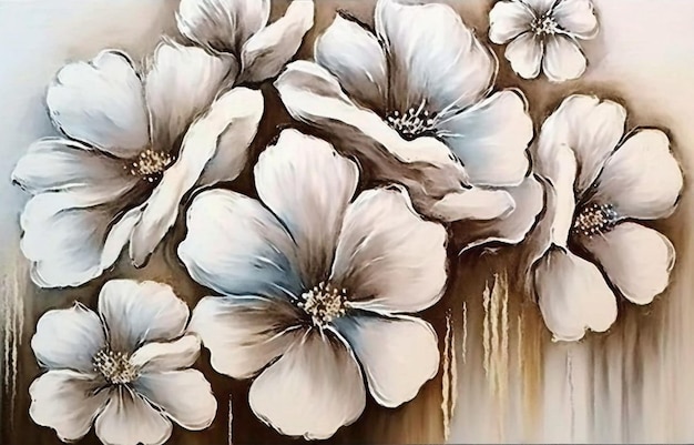 White flowers on a brown background